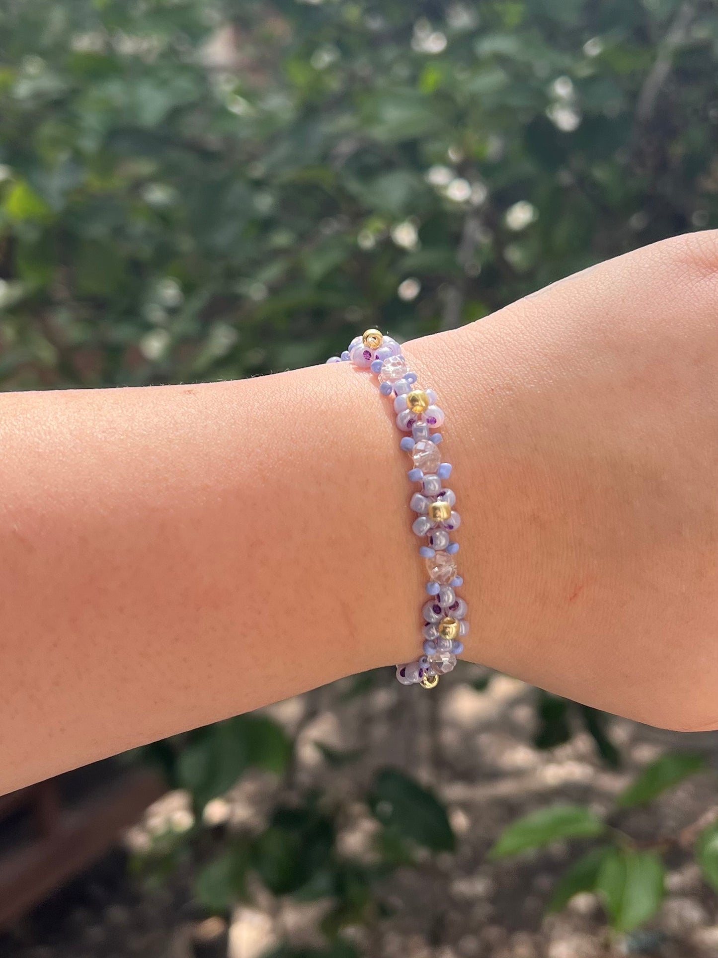 Pearlescent Purple Flower Bracelet