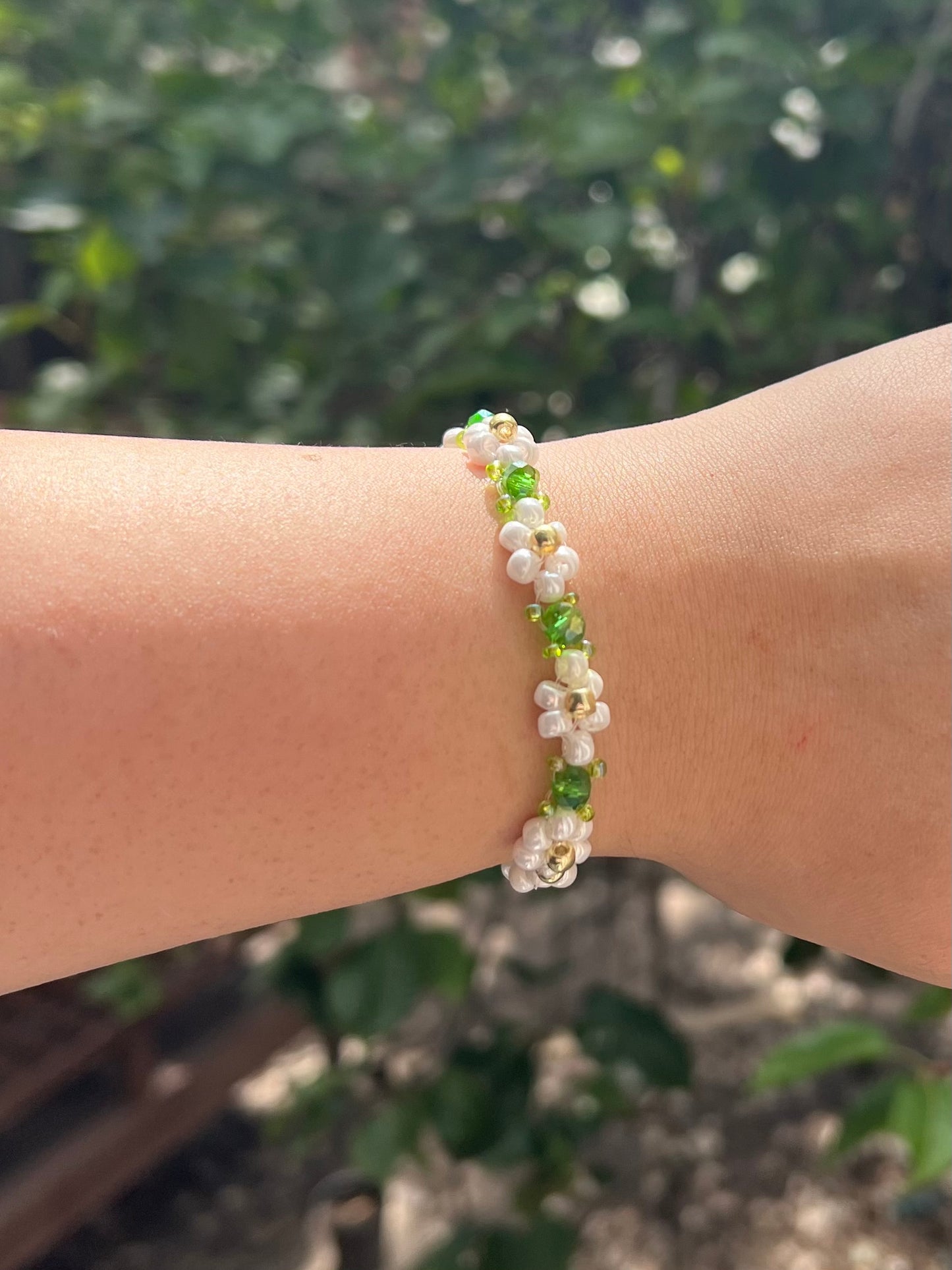 Pearlescent Forest Flower Bracelet