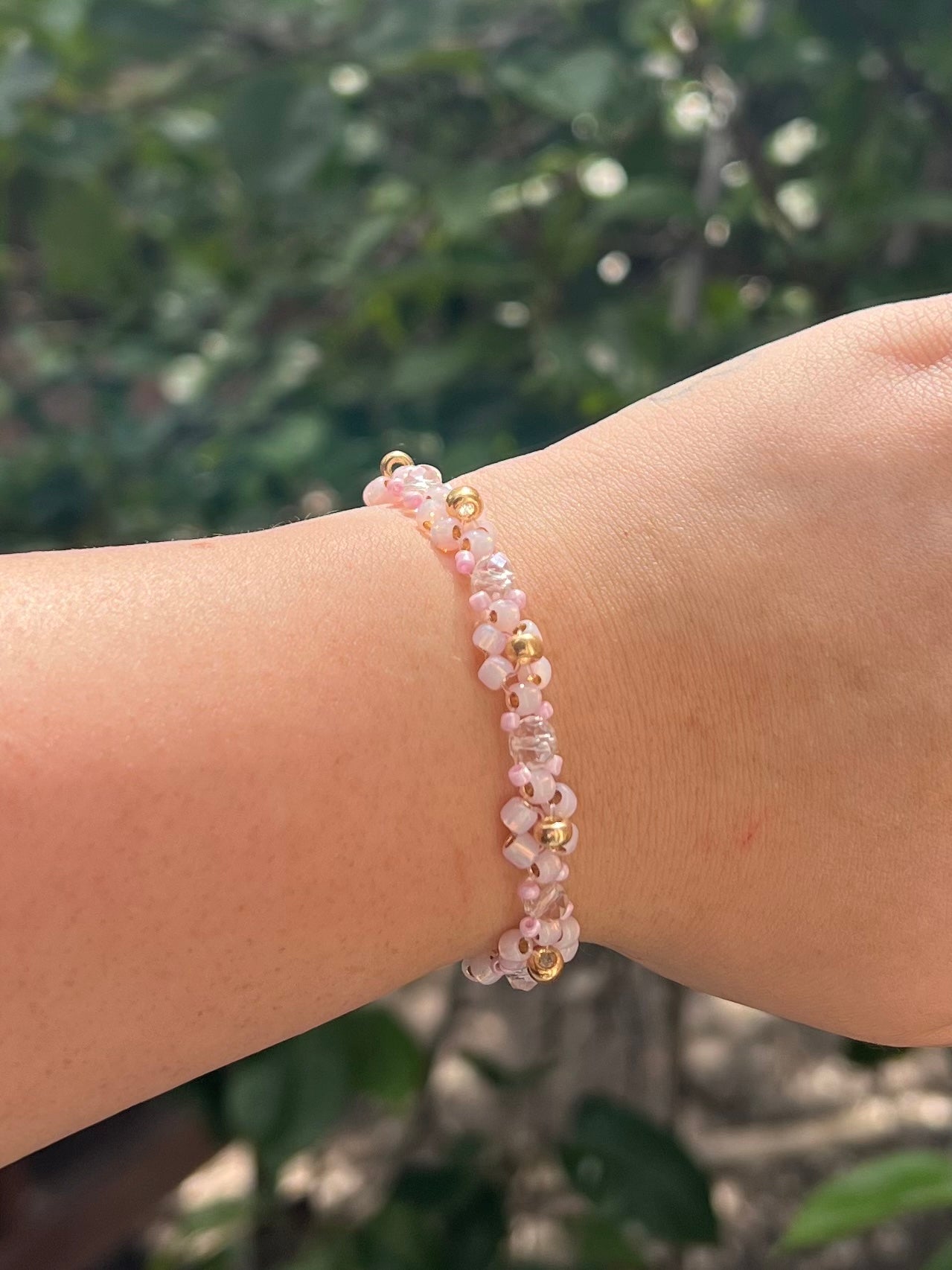 Pearlescent Rose Flower Bracelet