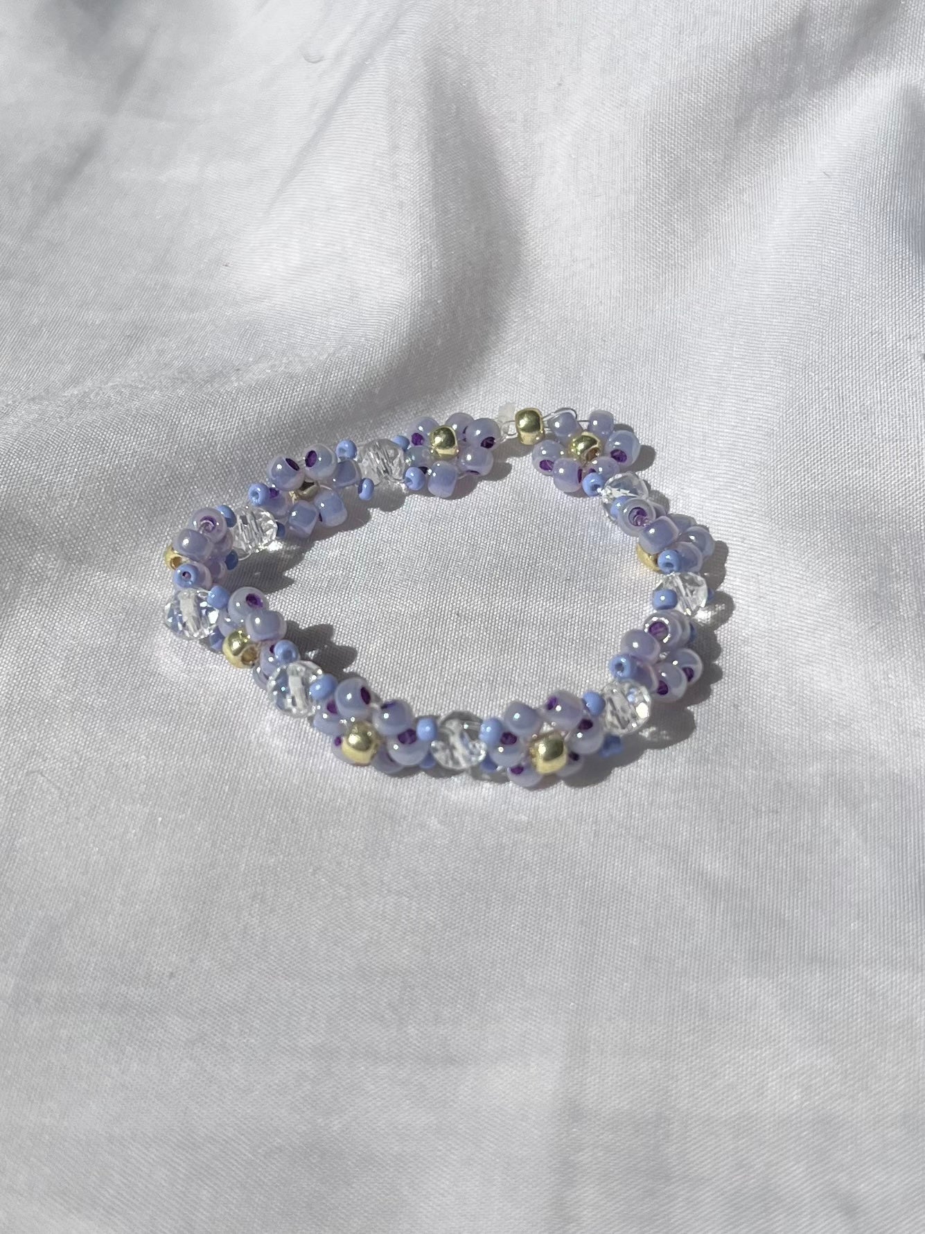 Pearlescent Purple Flower Bracelet